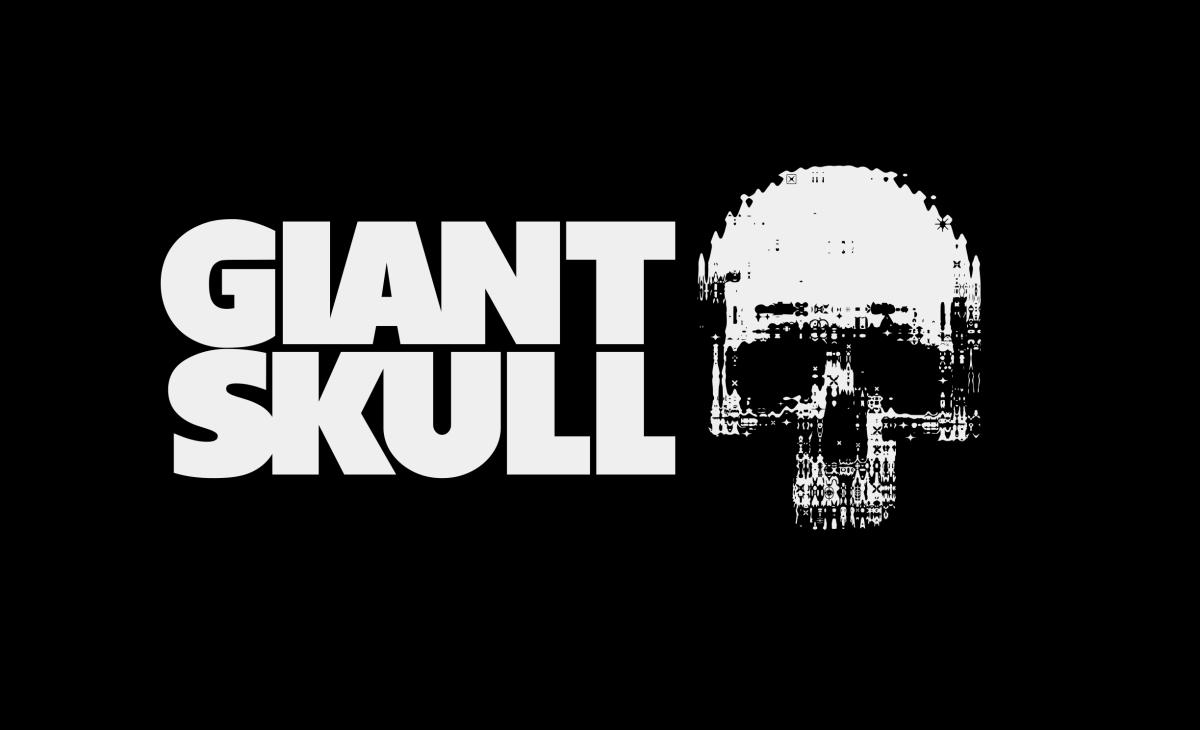 Giant Skull logo in white on black background.